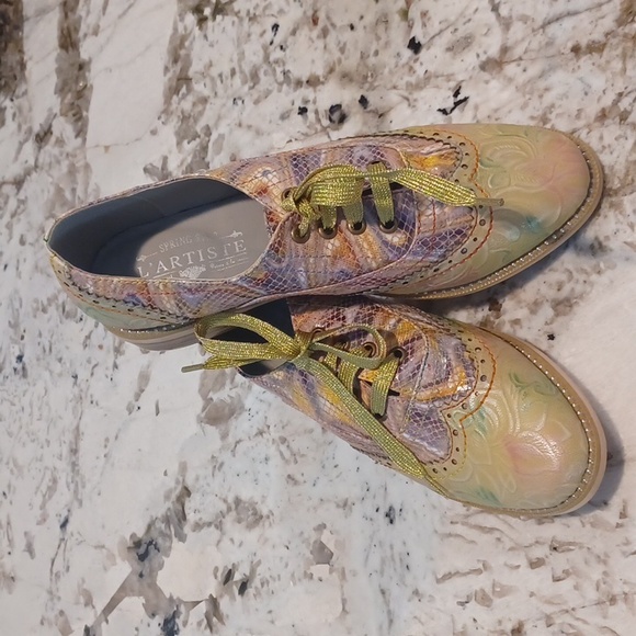 SPRING STEP L'ARTISTE LACIOX WOMEN'S LEATHER OXFORD SHOES Multi Color NEW EU 38 - Picture 3 of 16